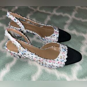 Women’s sling back pumps with chunky heel